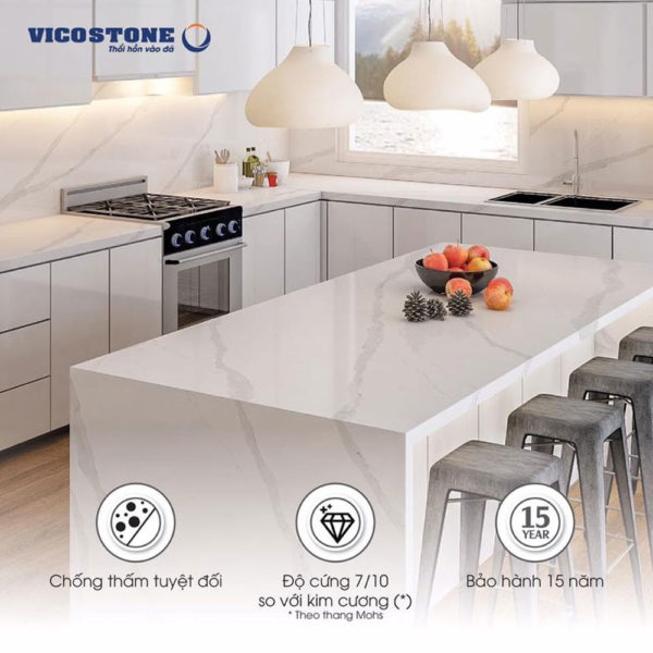 Đá Nhân Tạo Thạch Anh Vicostone - Ứng Dụng Thiết Kế 3 Chữ "A"